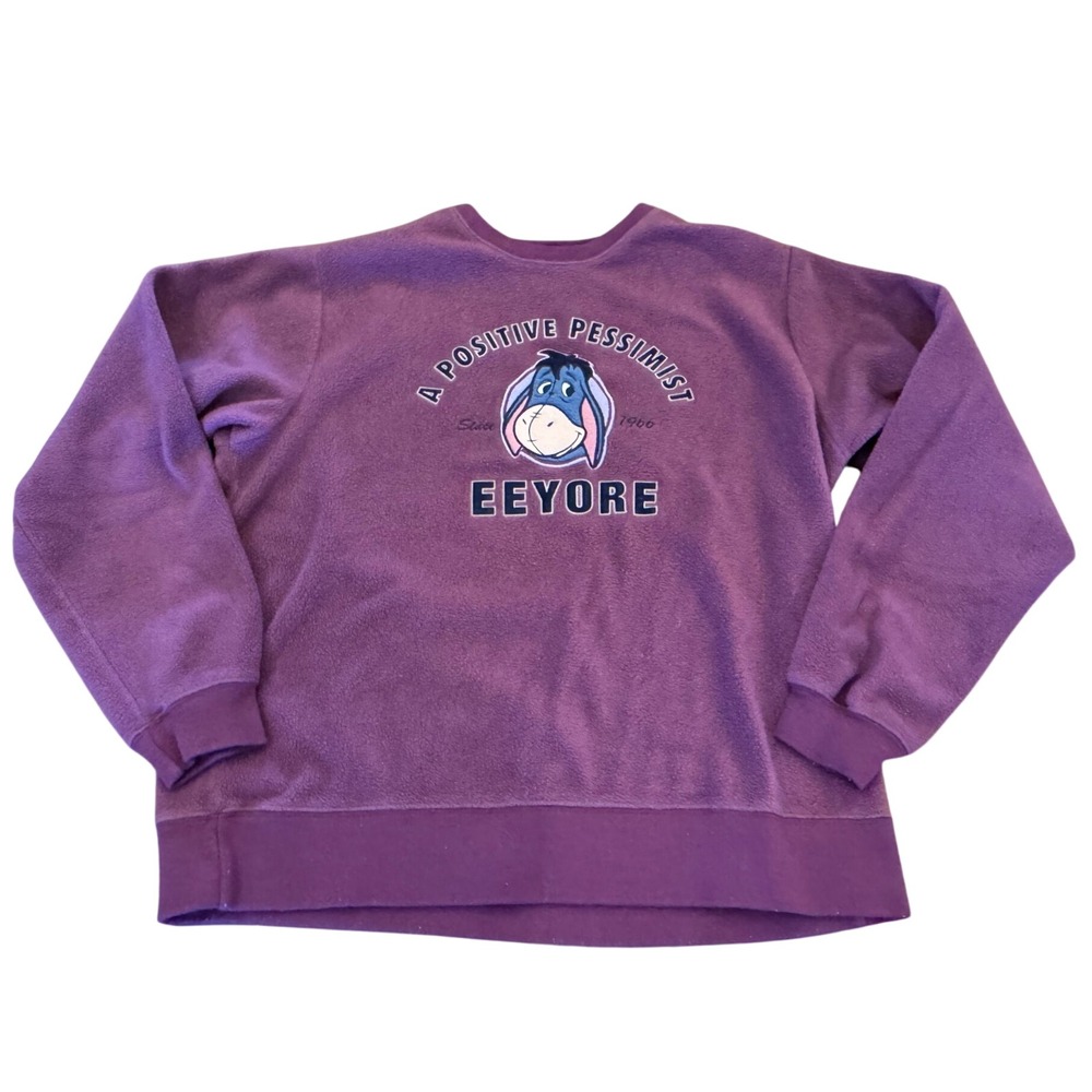Disney Store Eeyore Fleece Sweatshirt Purple Positive Pessimist Medium